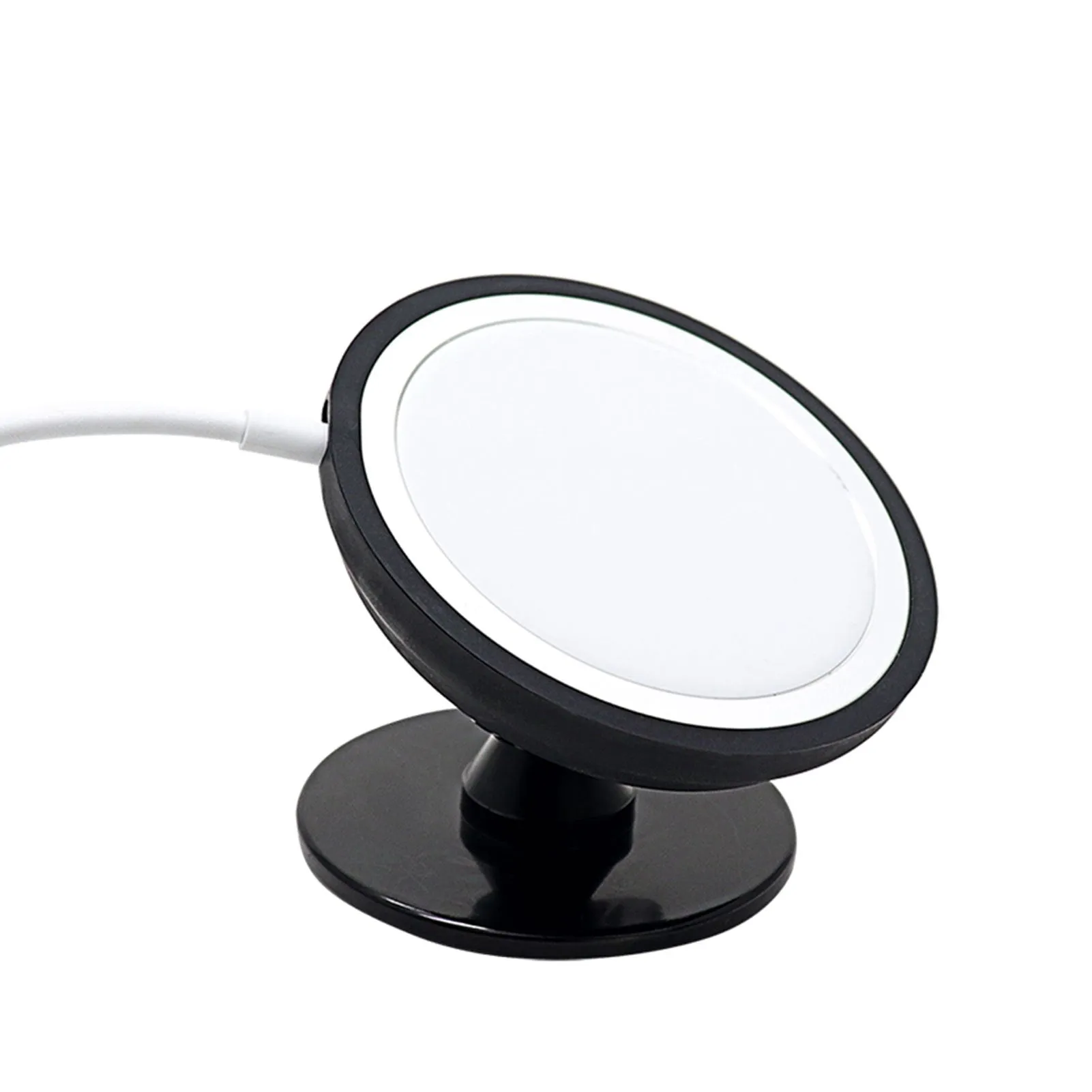 Black plastic magnetic car phone holder with dashboard and air vent mounting brackets