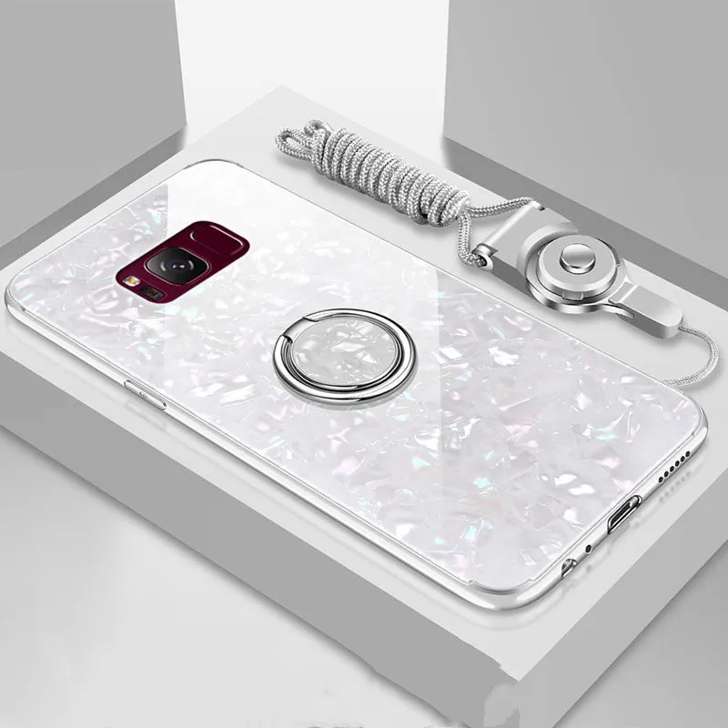 Tempered glass and TPU hybrid phone case for Samsung S8 and S9 in solid colour options