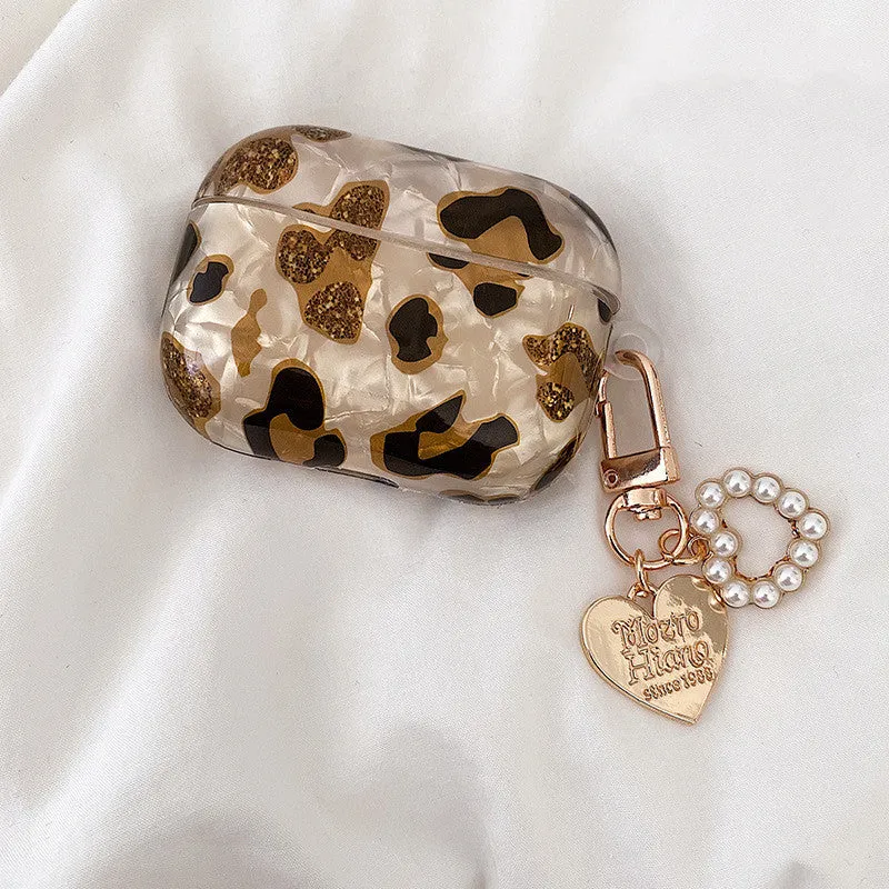 Yellow leopard print TPU protective case for Apple AirPods Pro with flip opening design