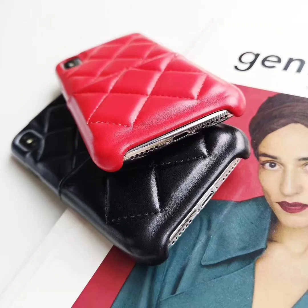 Black leather phone case for iPhone XS Max on a table