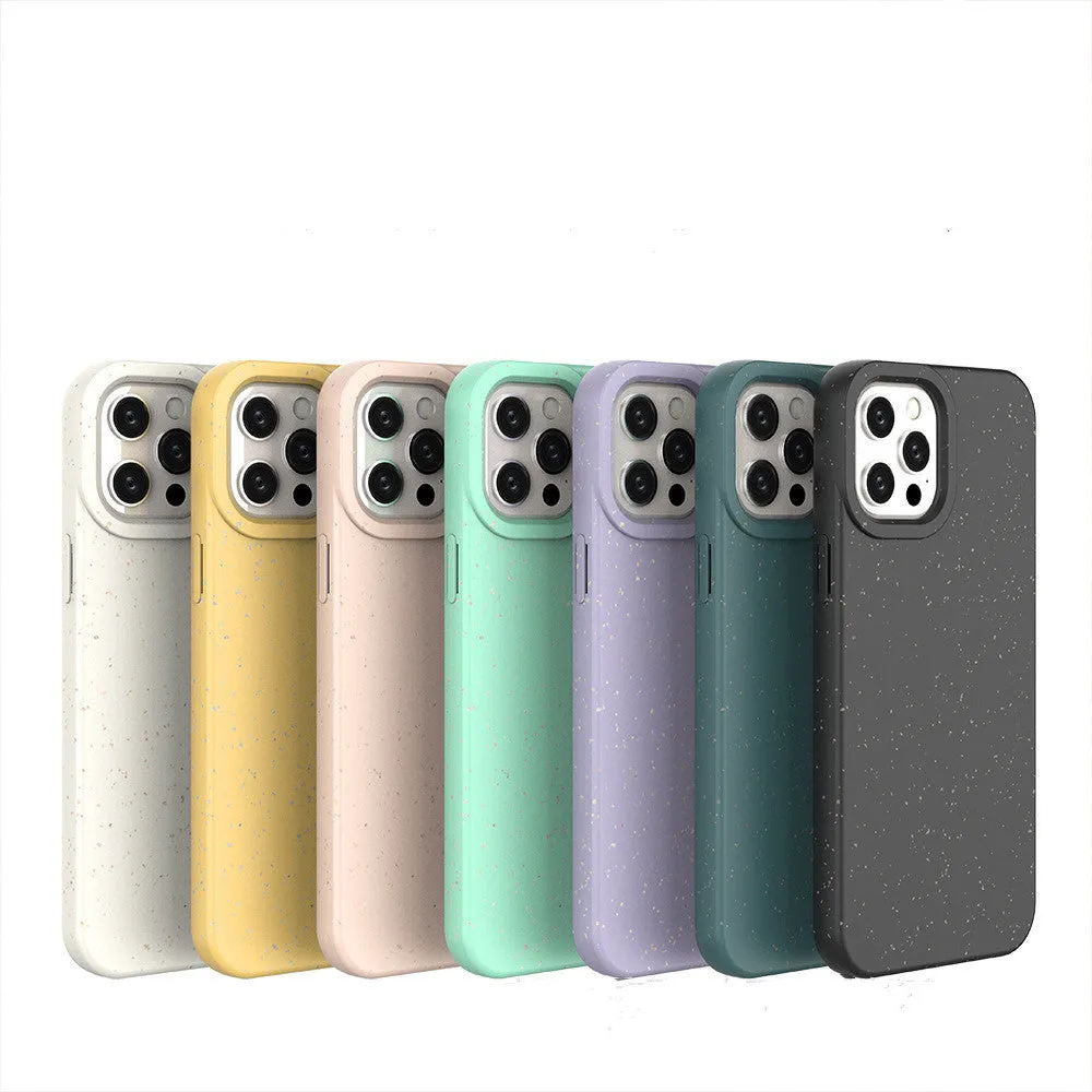 A wheat straw fibre composite phone case for iPhone 14 Pro Max in multiple colour options on a white background.