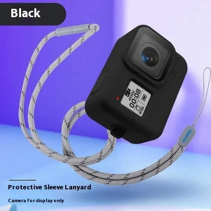 GoPro Hero8 Black silicone protective sleeve with neck lanyard and wrist strap accessory bundle