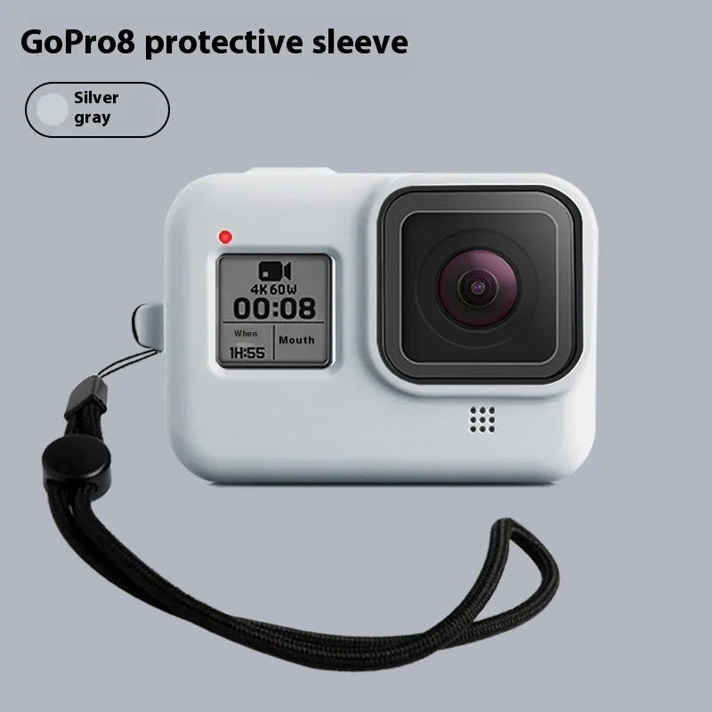 GoPro Hero8 Black silicone protective sleeve with neck lanyard and wrist strap accessory bundle