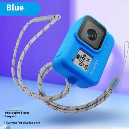GoPro Hero8 Black silicone protective sleeve with neck lanyard and wrist strap accessory bundle