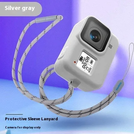 GoPro Hero8 Black silicone protective sleeve with neck lanyard and wrist strap accessory bundle