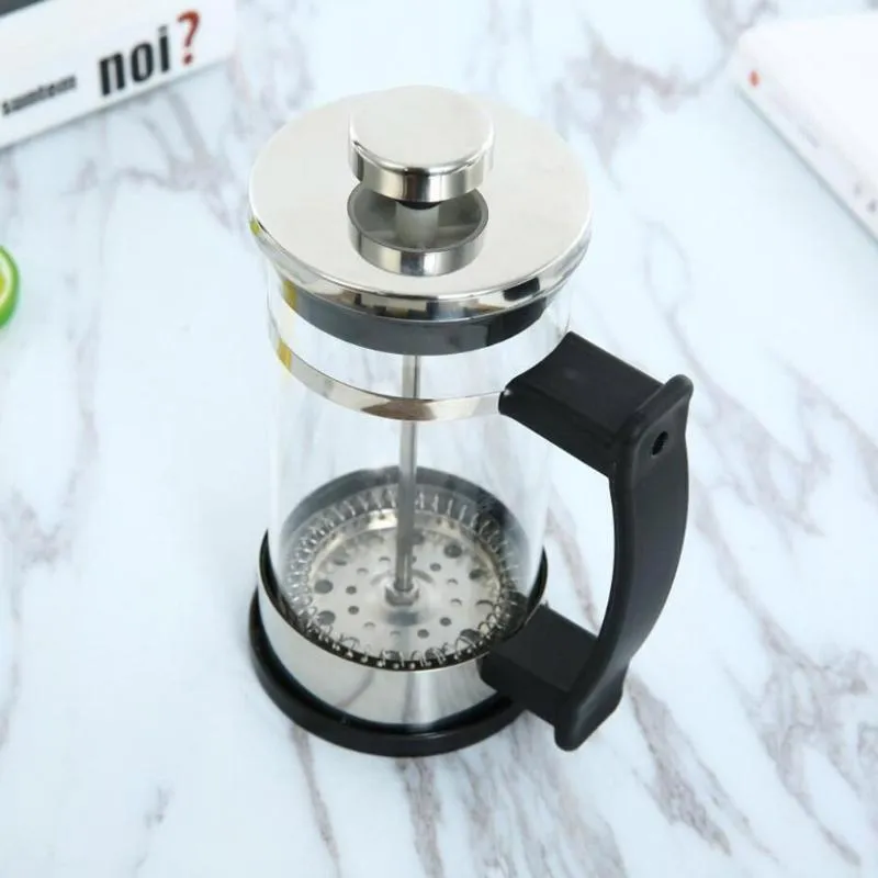 Compact stainless steel and glass pour-over coffee maker with 350ml carafe