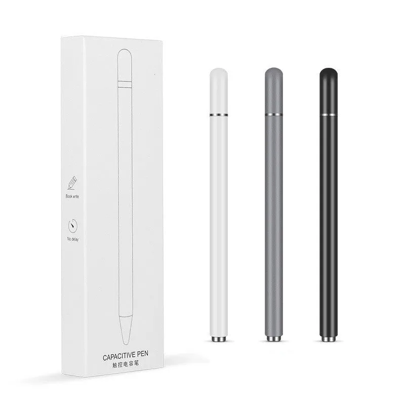 Transparent disc tablet stylus with magnetic suction cap in black, grey, white, rose gold, or space grey