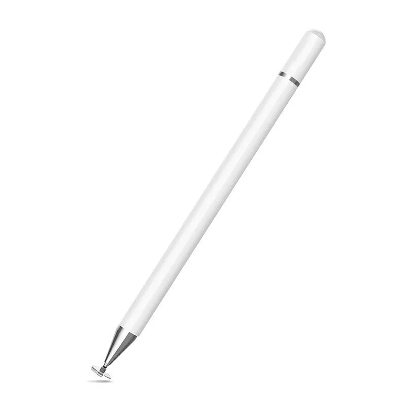 Transparent disc tablet stylus with magnetic suction cap in black, grey, white, rose gold, or space grey