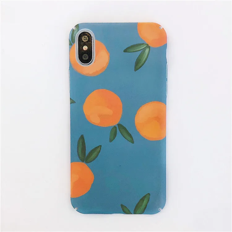 Orange plastic retro back cover case for iPhone with blue water pattern design