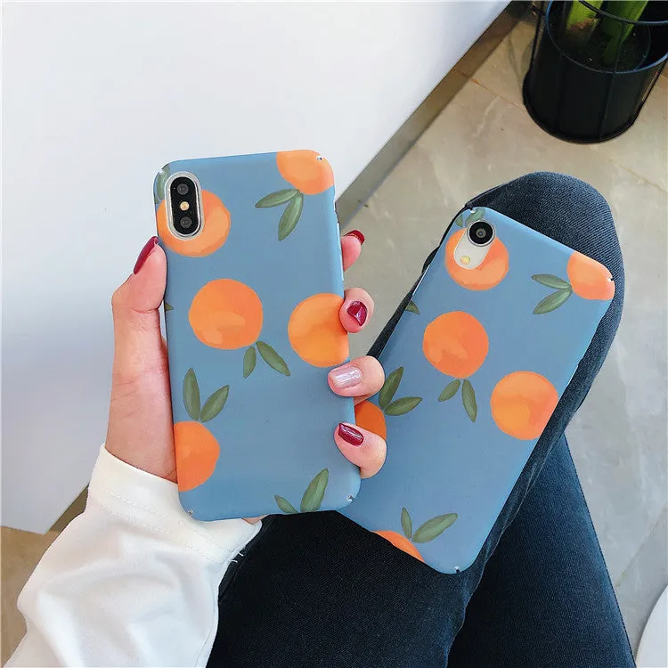 Orange plastic retro back cover case for iPhone with blue water pattern design