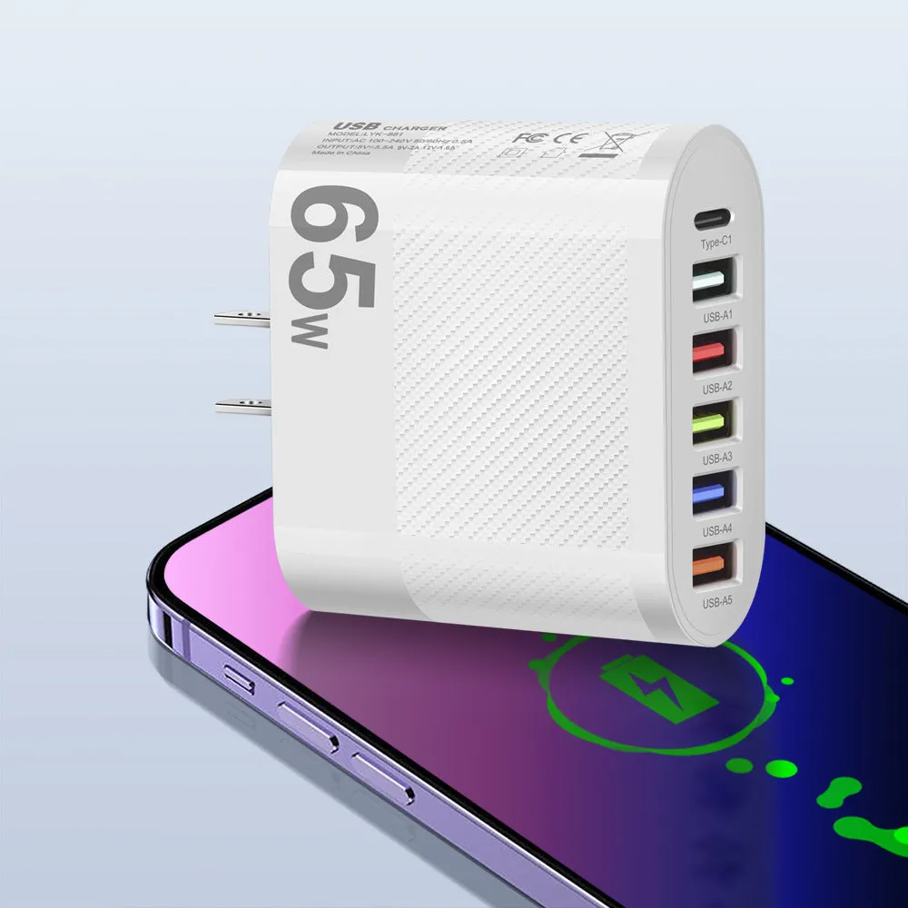 White and black Type-C mobile phone charging plug for EU UK US outlets