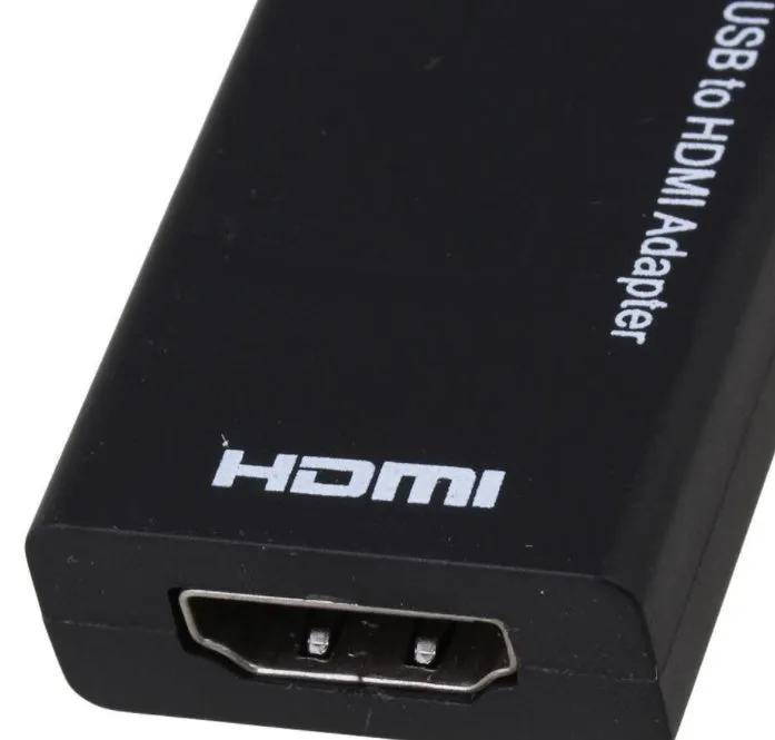 Black DisplayPort to HDMI adapter with a 12cm cable attached