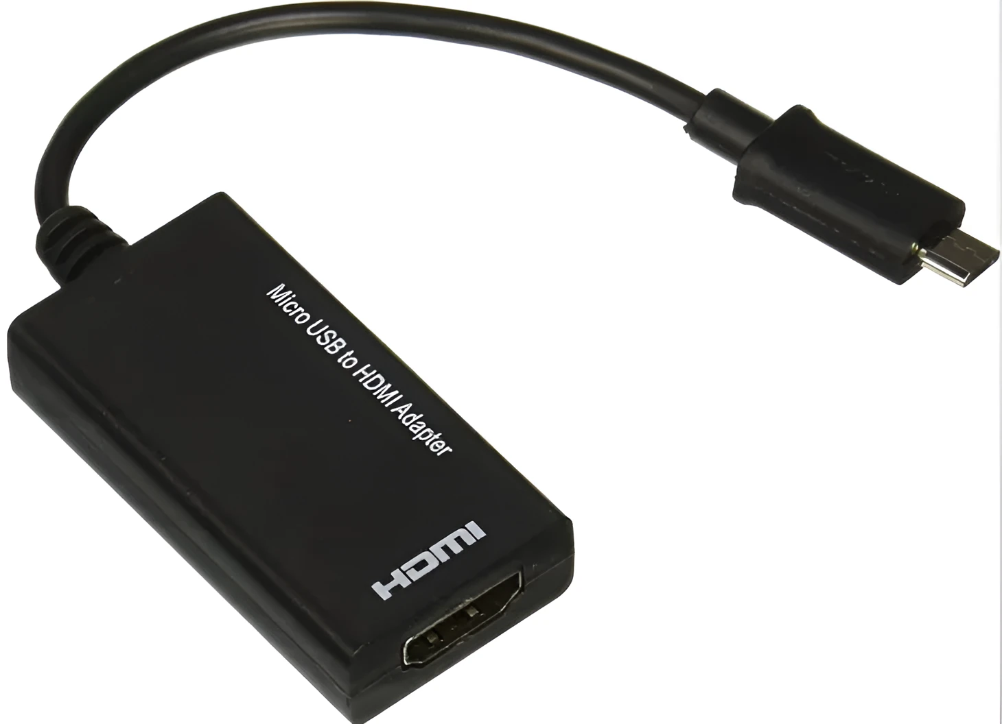 Black DisplayPort to HDMI adapter with a 12cm cable attached