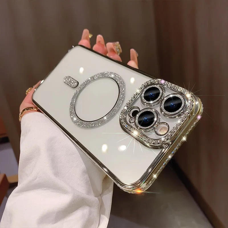 Wireless magnetic charging compatible iPhone case with soft silicone edge in multiple colour options