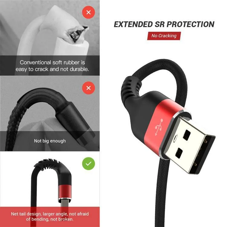 USB A to USB C fast charging data cable in multiple length options for Android phones