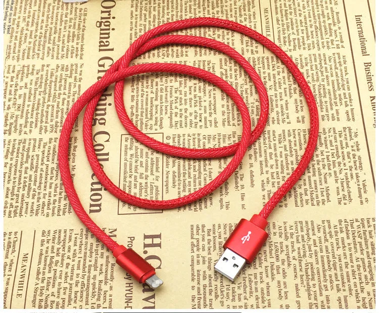 Denim braided USB-C charging cable with aluminium connectors in three length options