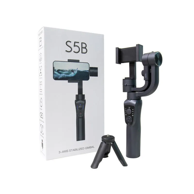 Mobile phone three-axis stabilizer gimbal with extension rod and tripod accessories