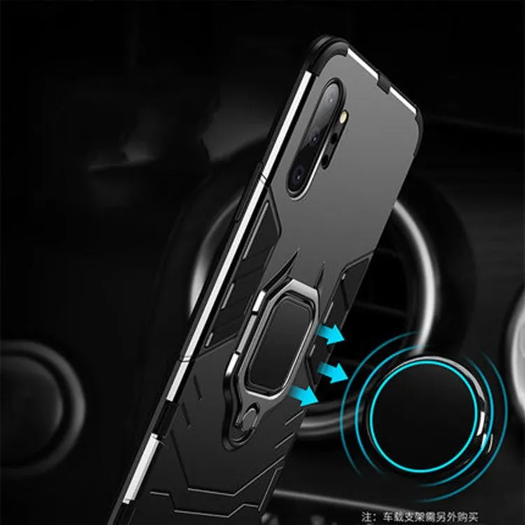 Iron Man magnetic mobile phone case for Samsung in black, blue, and red colours.