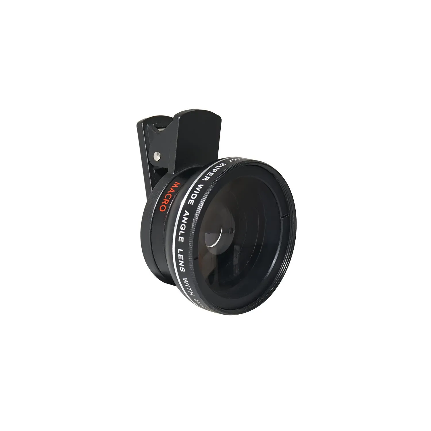 LIEQI 0.45X wide-angle and macro mobile phone camera lens attachment in silver finish