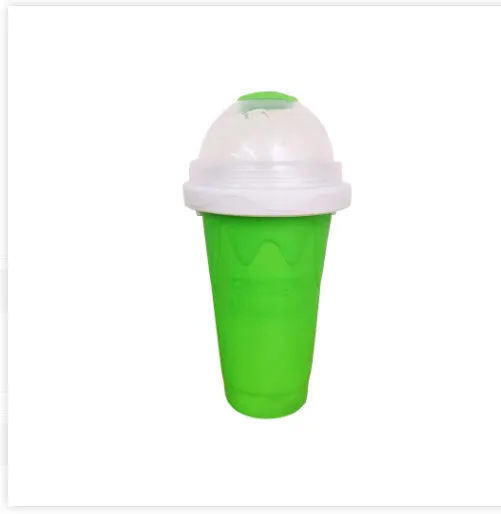 Blue silicone pinch cup for making instant slushy drinks, showing double-wall construction.