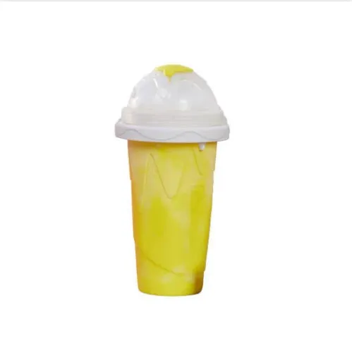Blue silicone pinch cup for making instant slushy drinks, showing double-wall construction.