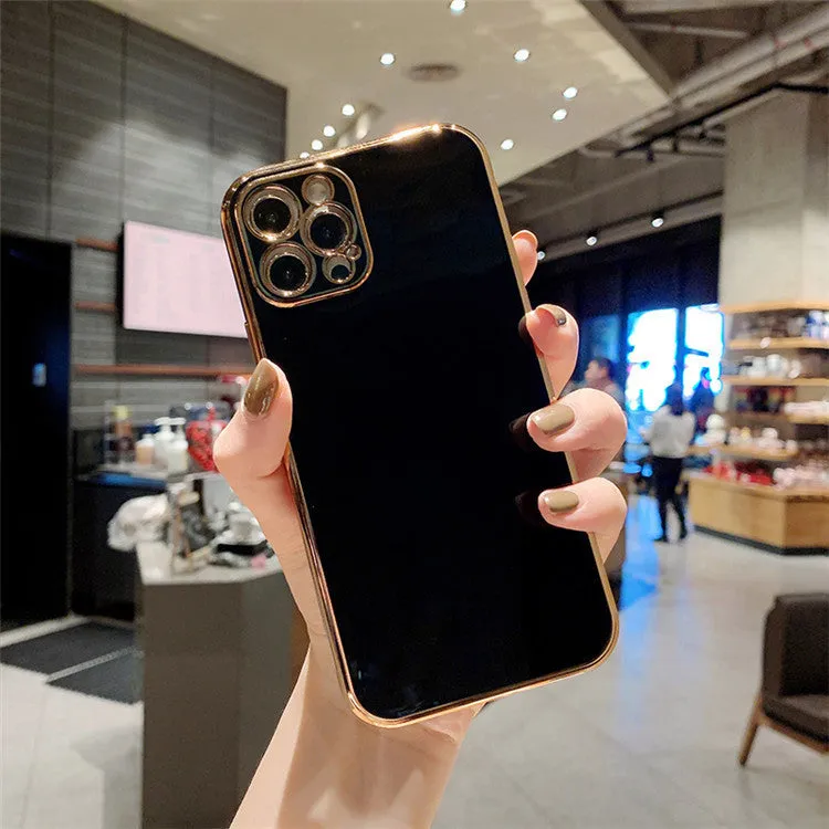 Solid colour electroplated mobile phone case for iPhone 13 series shown in a selection of available colours.