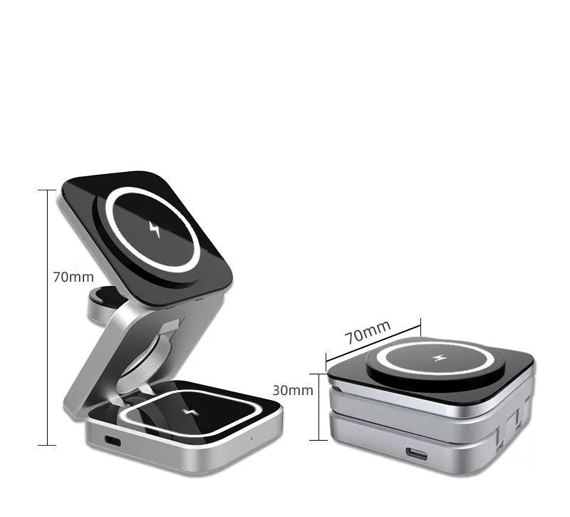 Folding three-in-one desktop wireless charging bracket for Apple Samsung and Google Pixel Watch
