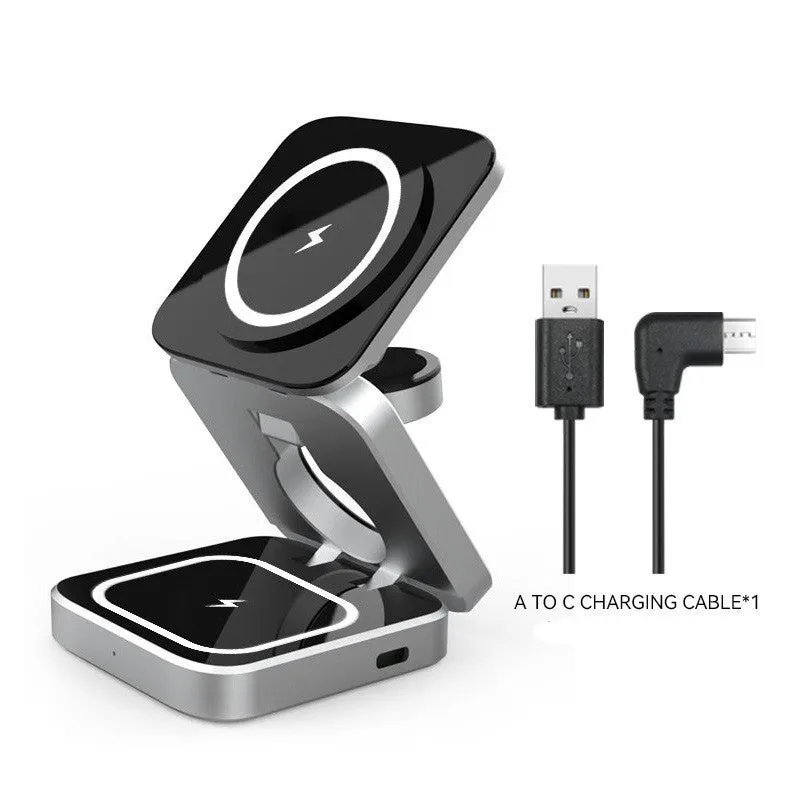 Folding three-in-one desktop wireless charging bracket for Apple Samsung and Google Pixel Watch