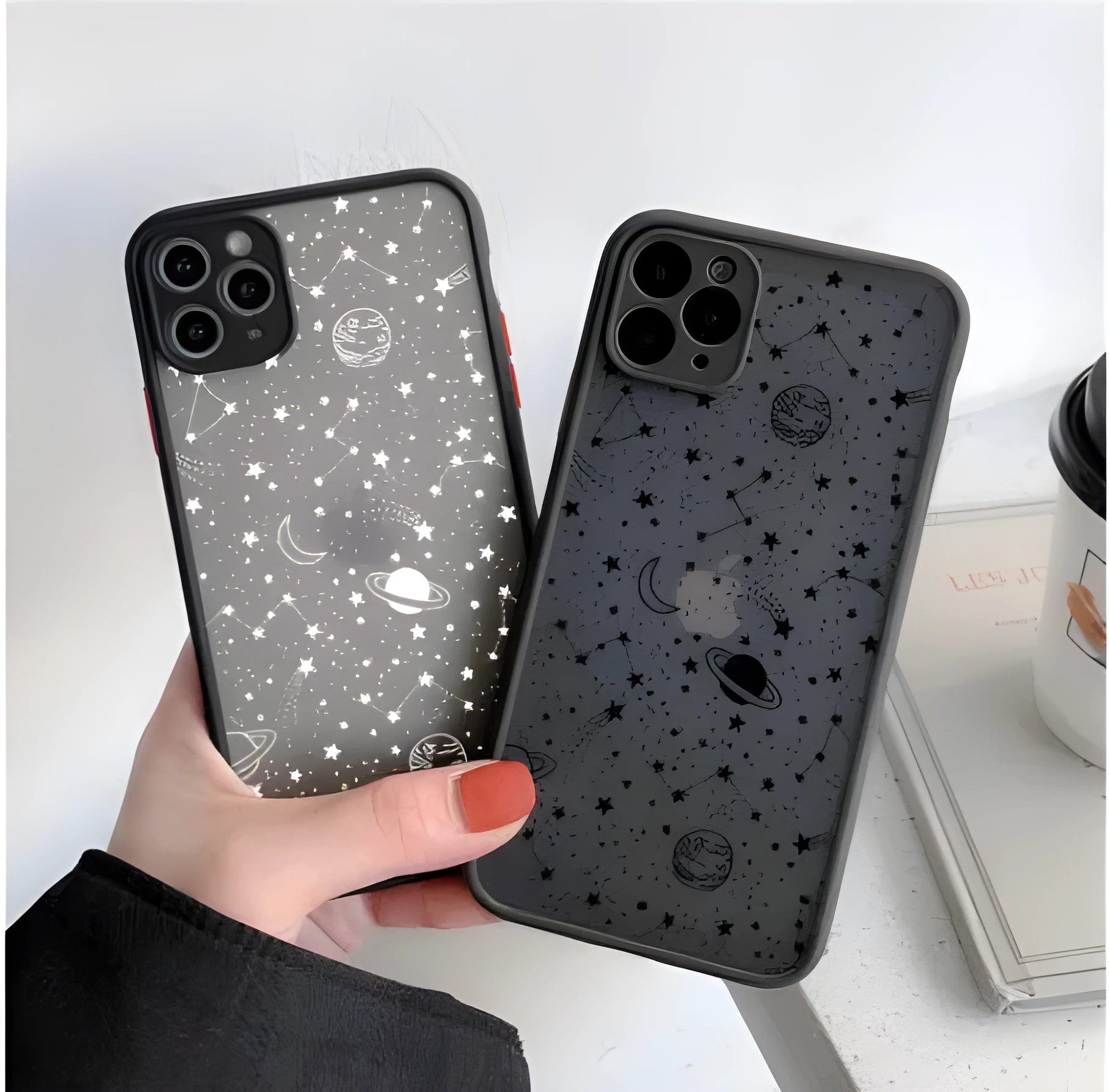 Star Universe skin sensation shell phone case in black and white for various iPhone models