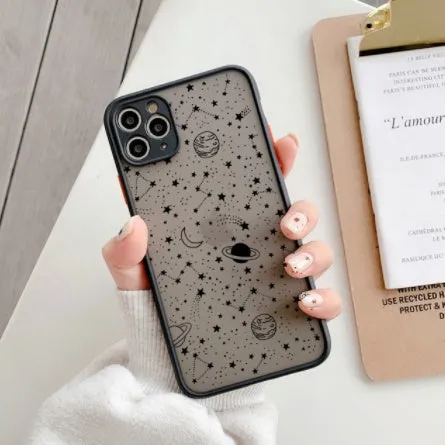 Star Universe skin sensation shell phone case in black and white for various iPhone models