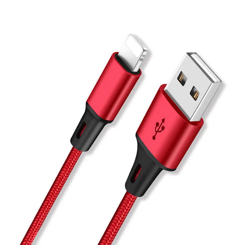 Braided 3-in-1 universal charging cable with red blue silver black colour options and 1.25 metre length