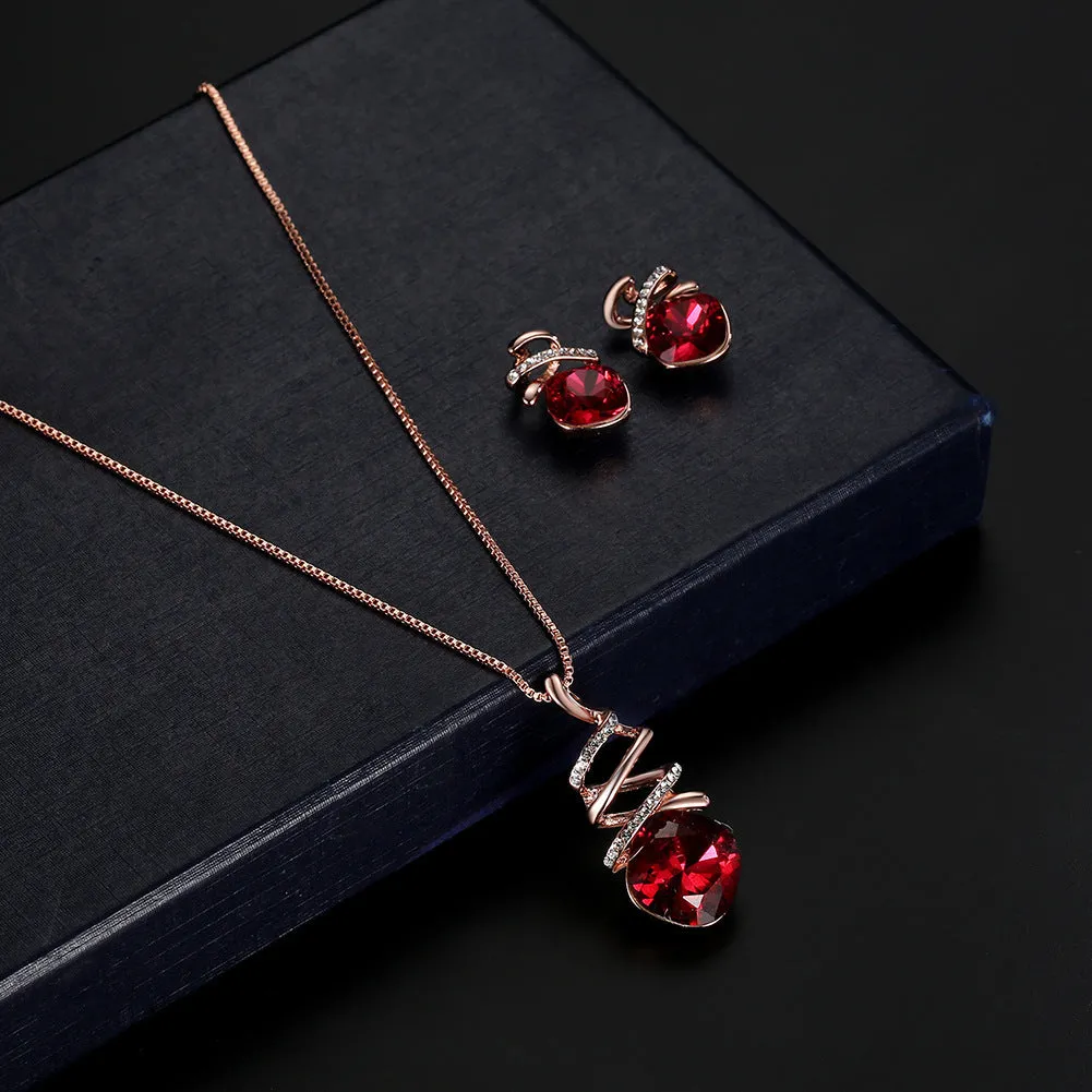 Women's alloy bridal jewellery set with adjustable water wave chain necklace and matching earrings.
