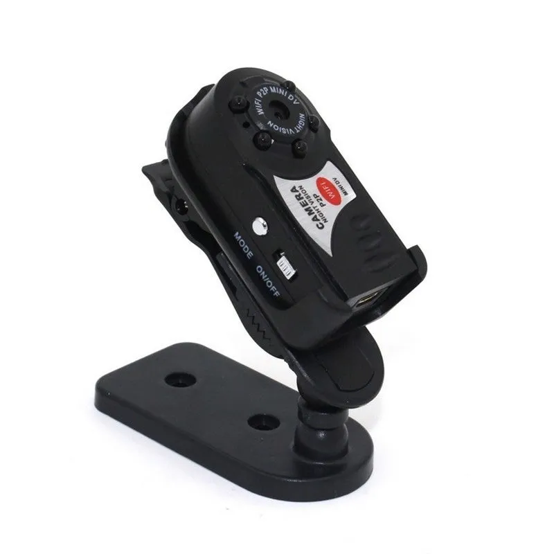 Black wireless Wi-Fi security camera with LCD screen and optical zoom lens