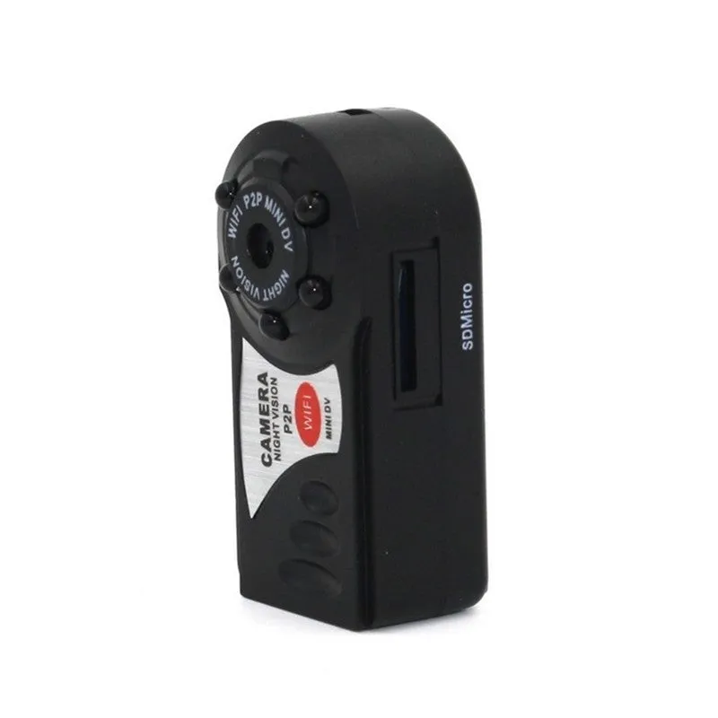 Black wireless Wi-Fi security camera with LCD screen and optical zoom lens