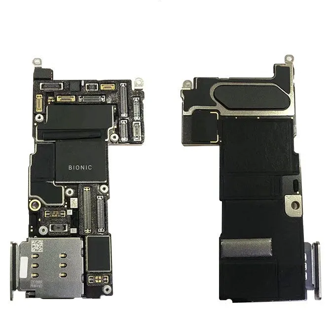 Silver iPhone logic board for 13 Pro Mini and iPhone 12 series models, 256GB US version.