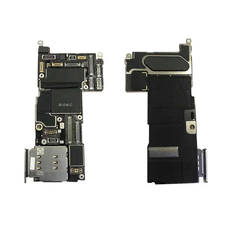 Silver iPhone logic board for 13 Pro Mini and iPhone 12 series models, 256GB US version.