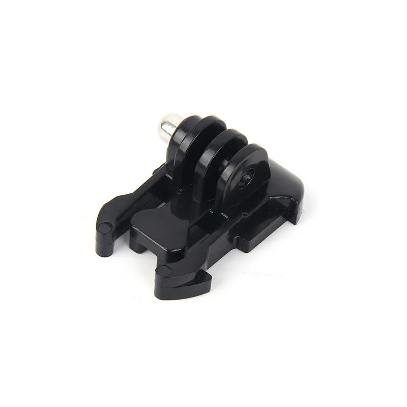 GoPro camera adapter set showing plastic-handled screw, head screw adapter, and selfie stick connector on a grey background.