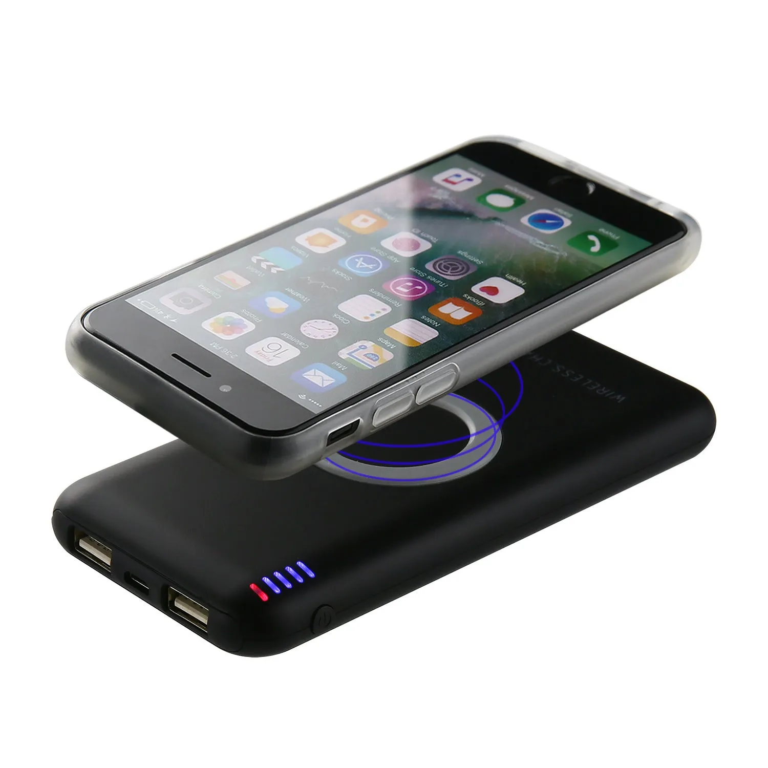 B100 wireless charging mobile power bank in black and white colour options