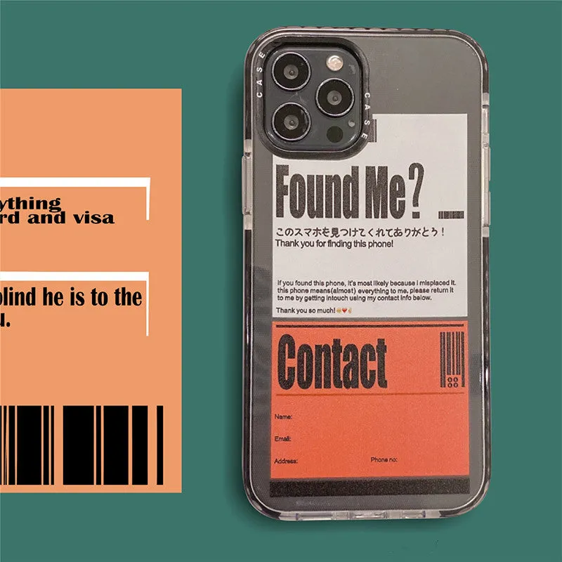 Transparent iPhone case with orange sticker decoration on clear plastic back
