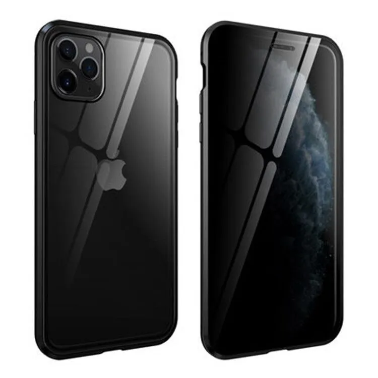 Anti-peep magneto flip phone case with metal frame for iPhone models in multiple colours