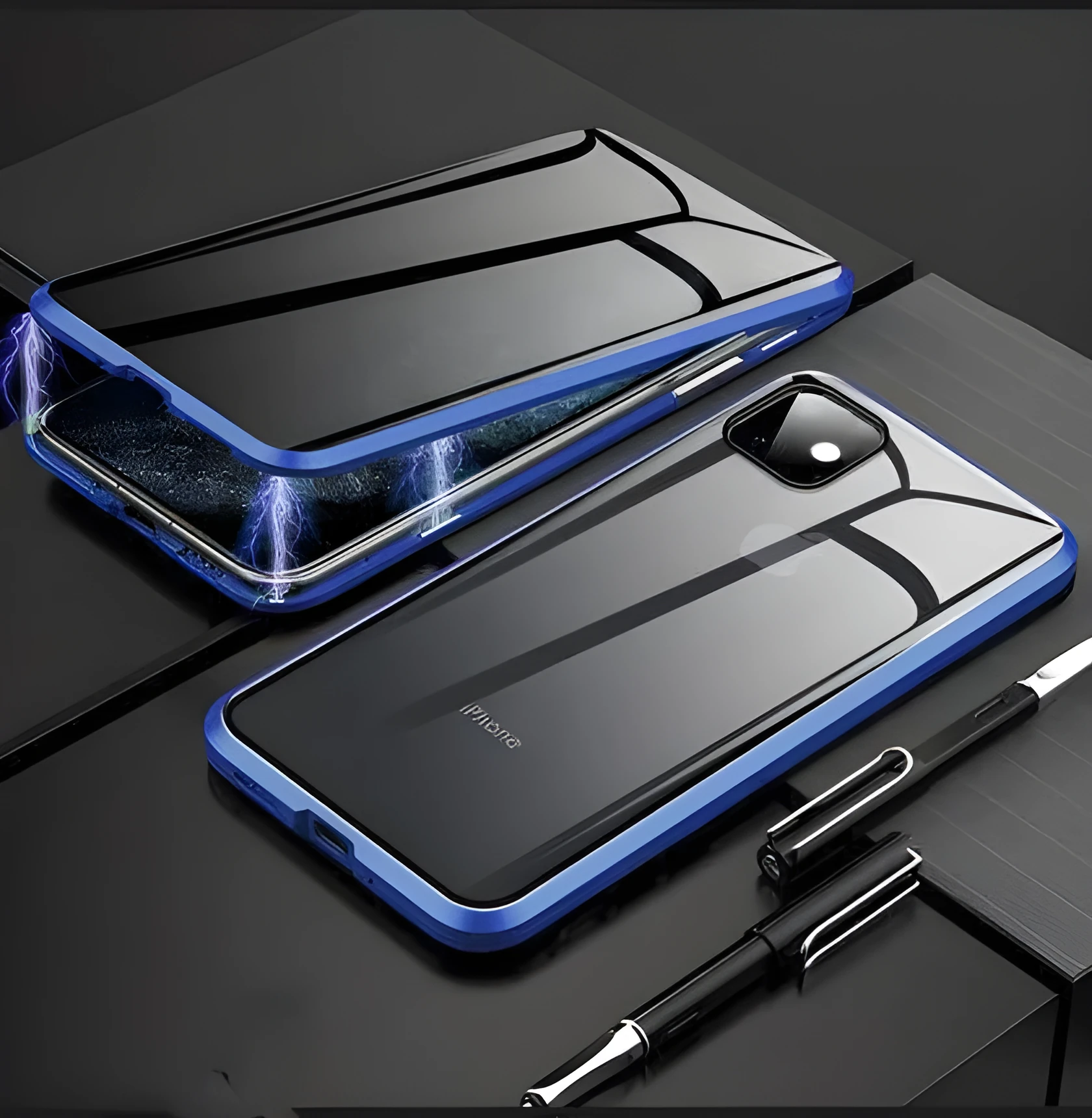 Anti-peep magneto flip phone case with metal frame for iPhone models in multiple colours