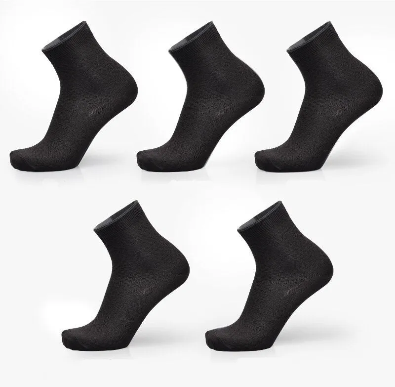 Men's bamboo fibre socks in a small square pattern, shown in navy blue colour.