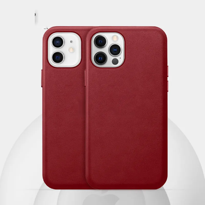 Real cowhide leather iPhone case with magnetic animation feature in multiple colours.