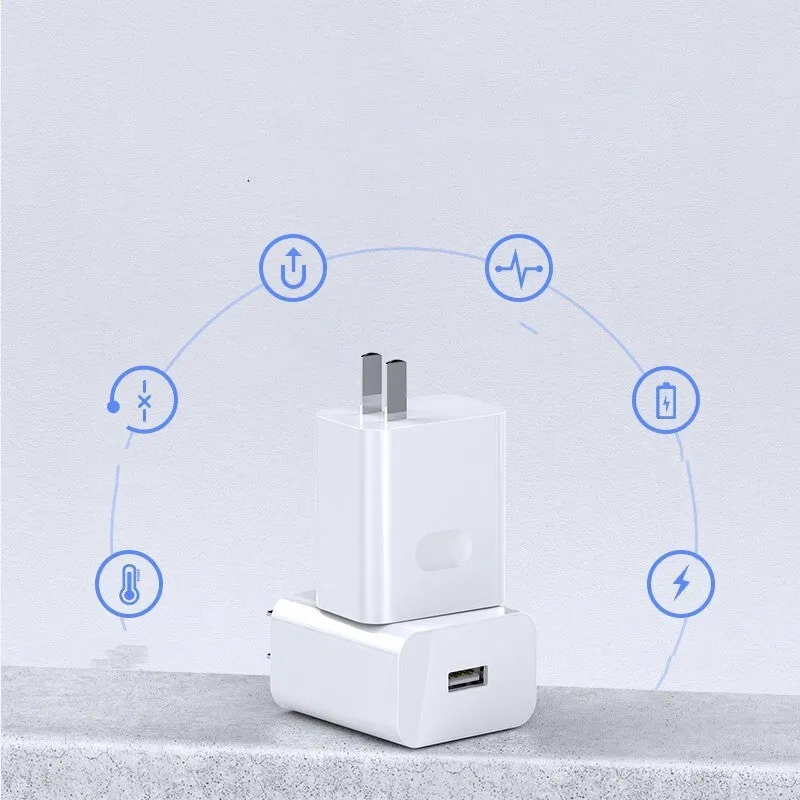 White 40W fast charger set with QC3.0 support and 5A charging cable for mobile phones