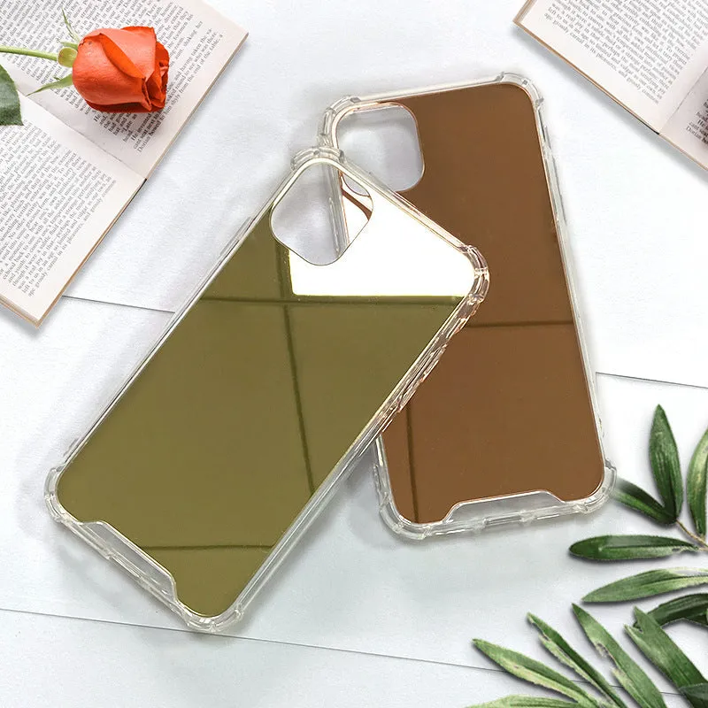 Silver mirror phone case for Apple iPhone with PC construction and fall protection