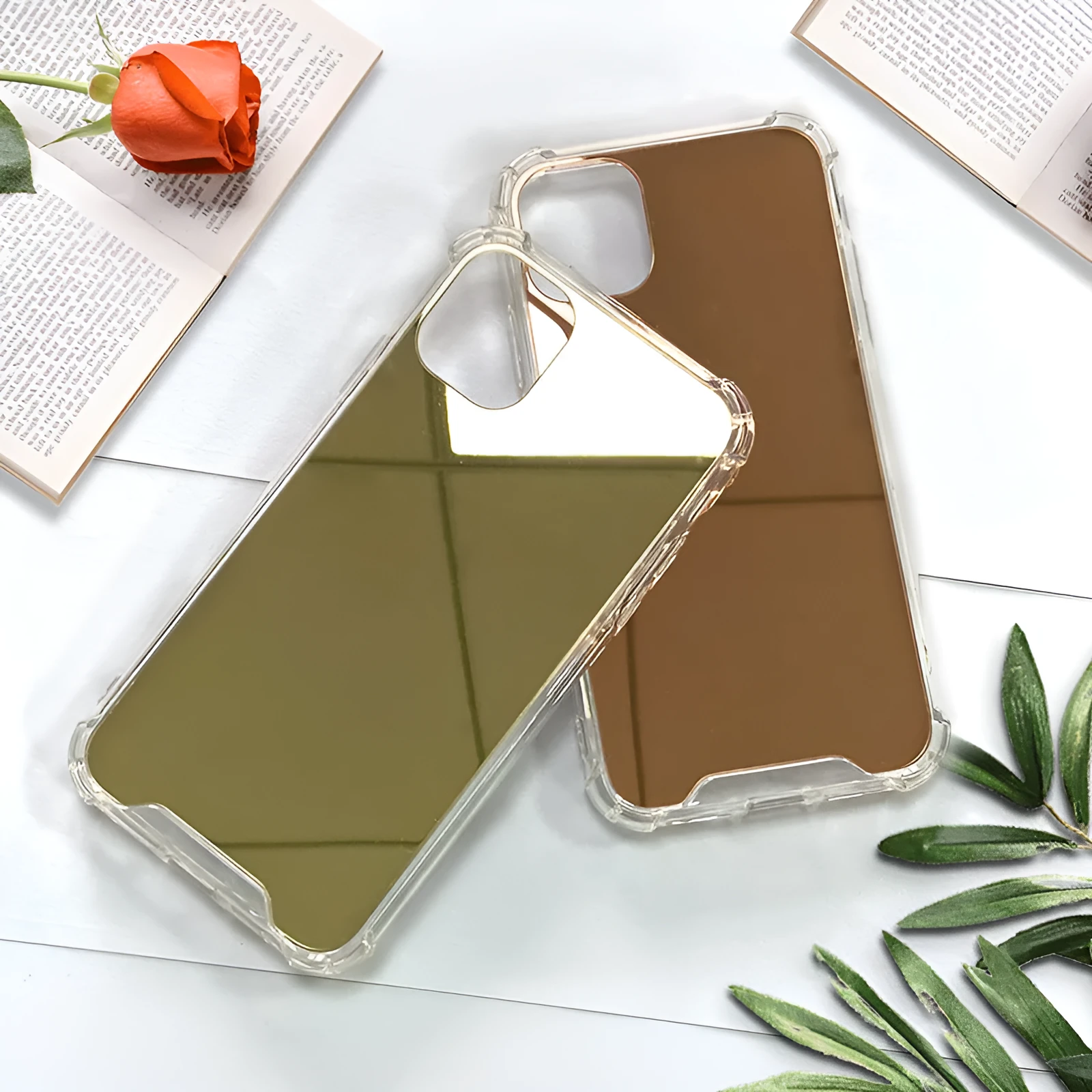 Silver mirror phone case for Apple iPhone with PC construction and fall protection