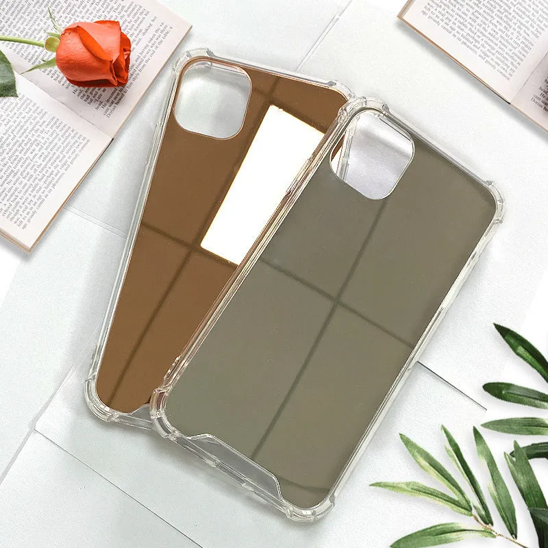 Silver mirror phone case for Apple iPhone with PC construction and fall protection