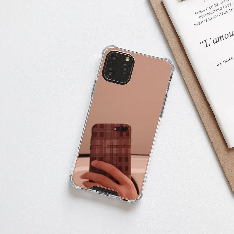 Silver mirror phone case for Apple iPhone with PC construction and fall protection