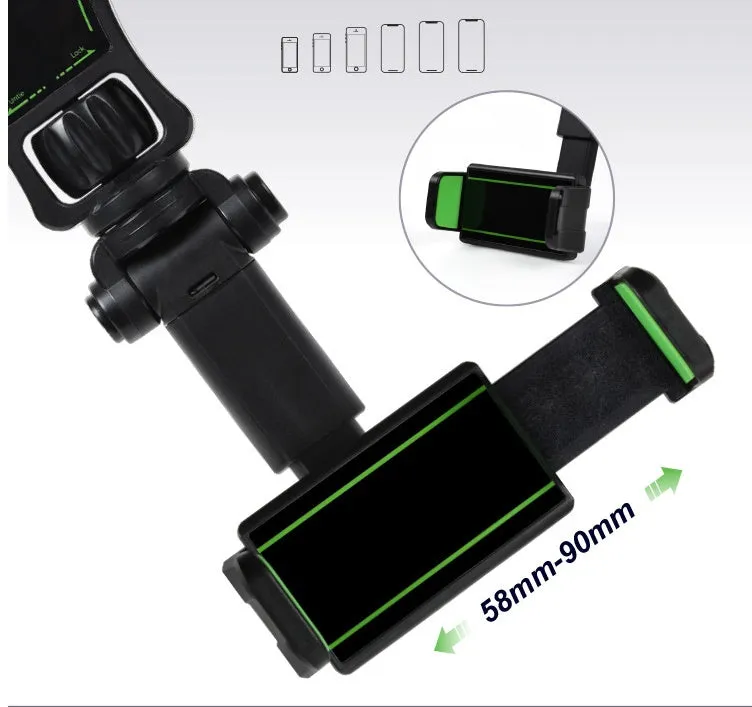Car mobile phone holder attached to rear view mirror bracket showing black and grey colour option