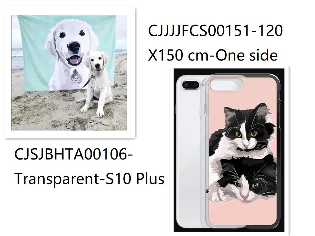 Custom designed flannel blanket and transparent TPU phone case bundle with size options.